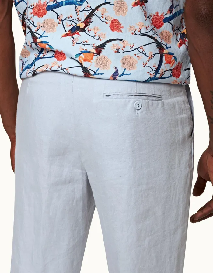 Men Orlebar Brown Trousers Griffon Linen Light Island Sky