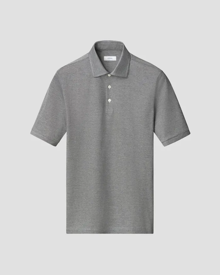 Men Piqu Polo Shirt Blue Eton Polo Shirts