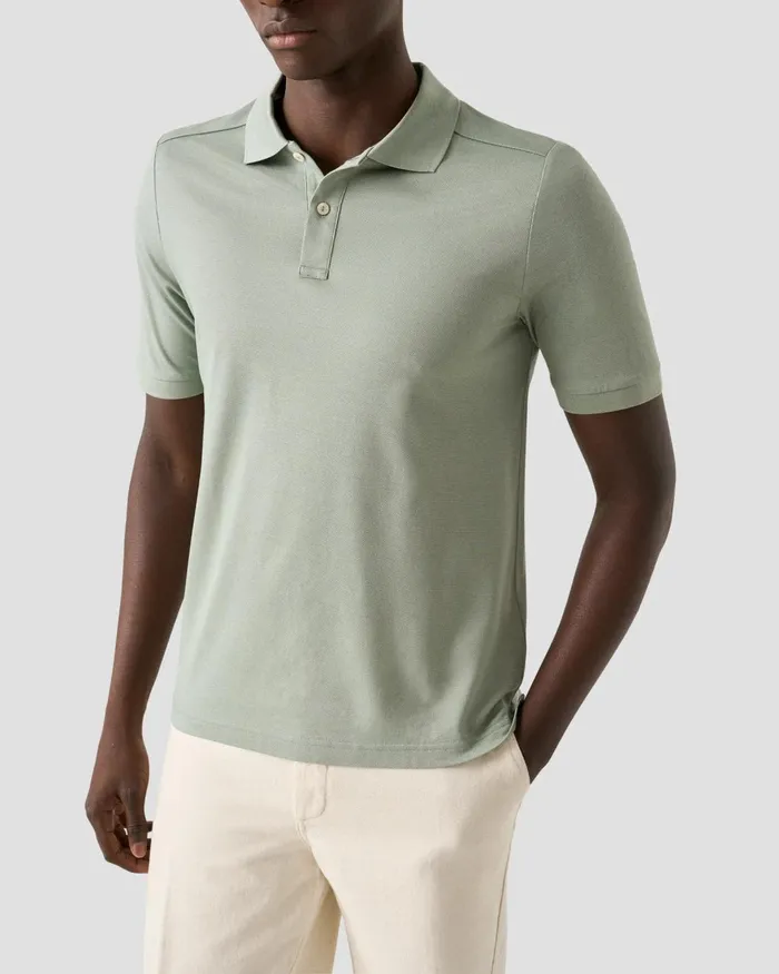 Men Piqu Polo Shirt Green Eton Polo Shirts