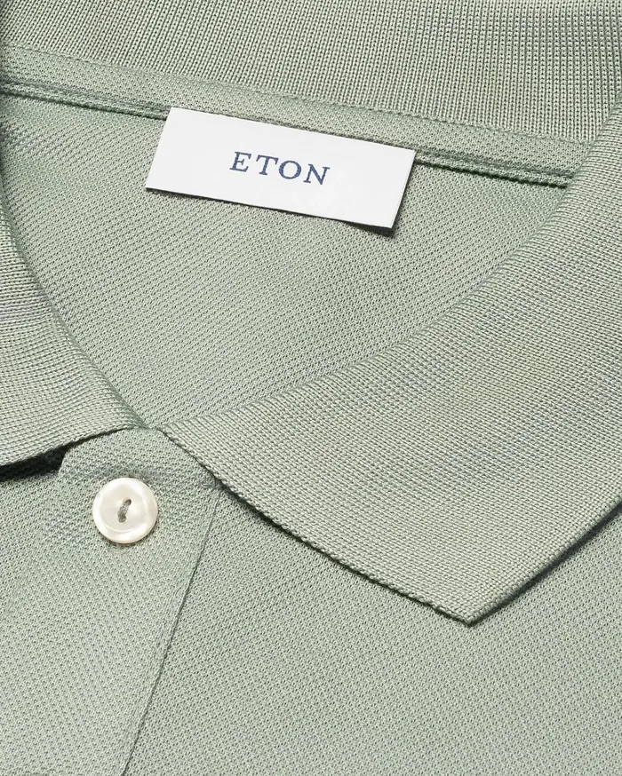 Men Piqu Polo Shirt Green Eton Polo Shirts Men Piqu Polo Shirt Green Eton Polo Shirts