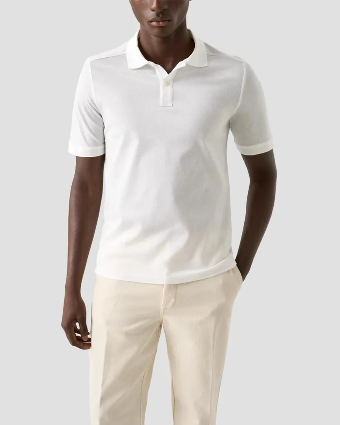 Men Piqu Polo Shirt White Eton Polo Shirts