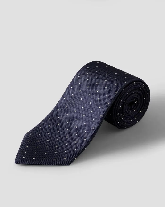 Men Polka Dot Woven Silk Tie Blue Eton Ties