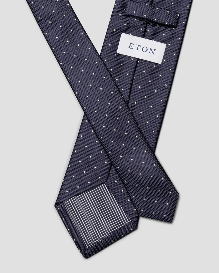 Men Polka Dot Woven Silk Tie Blue Eton Ties Men Polka Dot Woven Silk Tie Blue Eton Ties