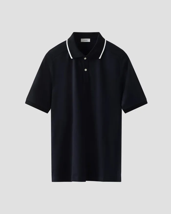 Men Polo Shirt Blue Eton Casual Shirts