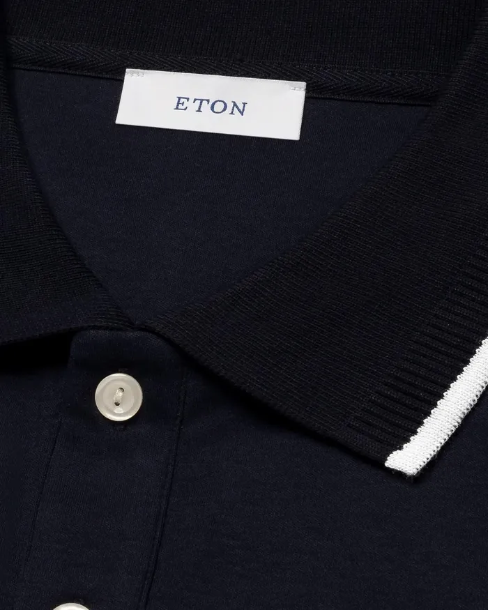 Men Polo Shirt Blue Eton Casual Shirts Men Polo Shirt Blue Eton Casual Shirts