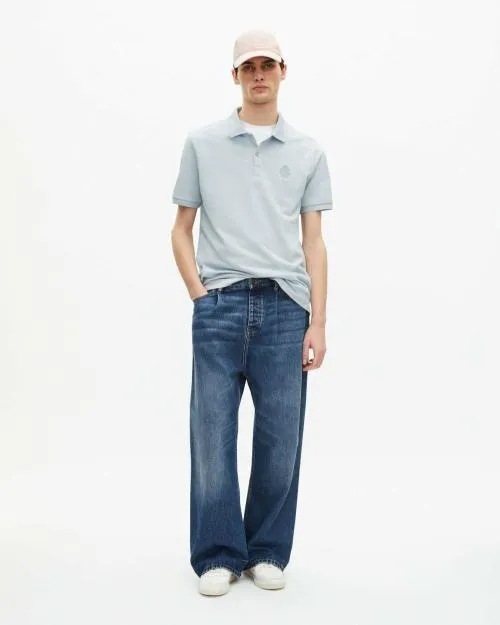 Men Polos The Kooples Light Blue Pique Polo Shirt With Classic Collar Baby Blue