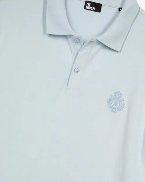Men Polos The Kooples Light Blue Pique Polo Shirt With Classic Collar Baby Blue