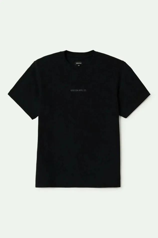 Men Quality Embroidered Heavyweight SS Standard TShirt Black Classic Wash Brixton TShirts