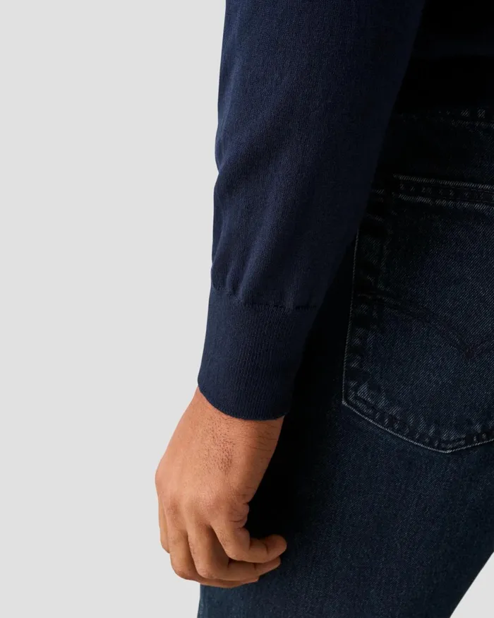 Men Quarter Zip Sweater Blue Eton Knitwear Men Quarter Zip Sweater Blue Eton Knitwear