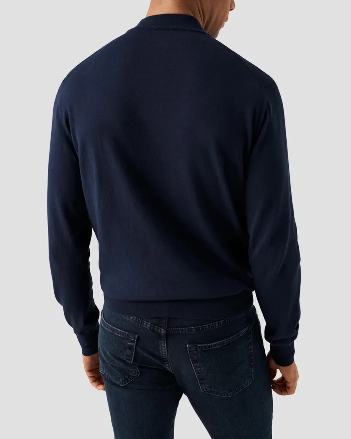 Men Quarter Zip Sweater Blue Eton Knitwear Men Quarter Zip Sweater Blue Eton Knitwear