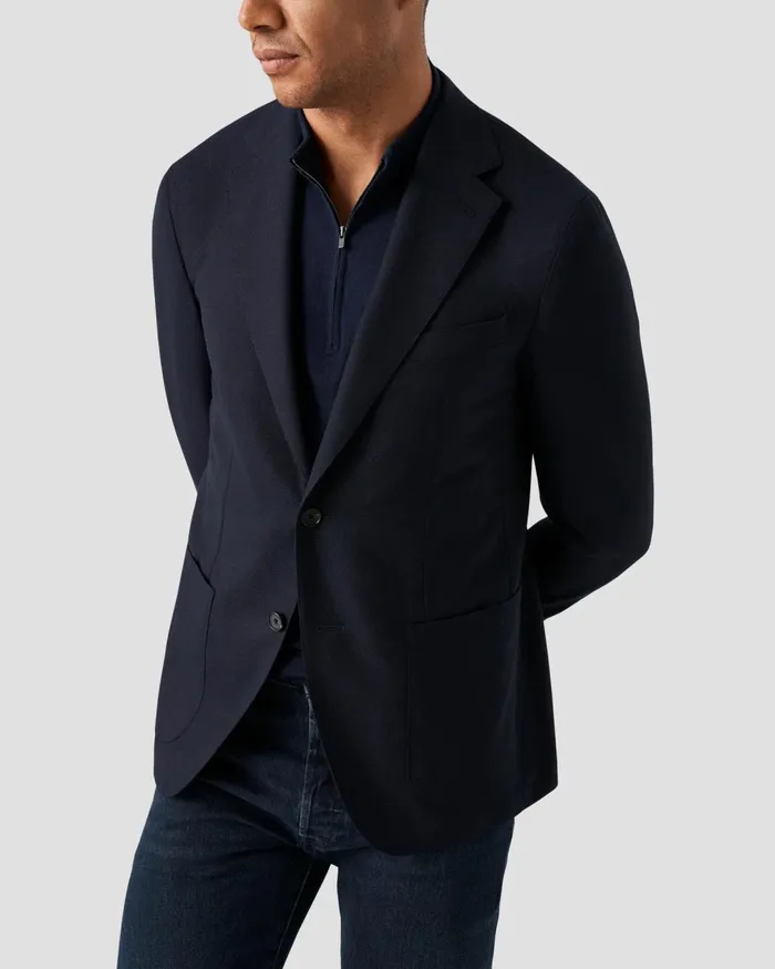 Men Quarter Zip Sweater Blue Eton Knitwear Men Quarter Zip Sweater Blue Eton Knitwear