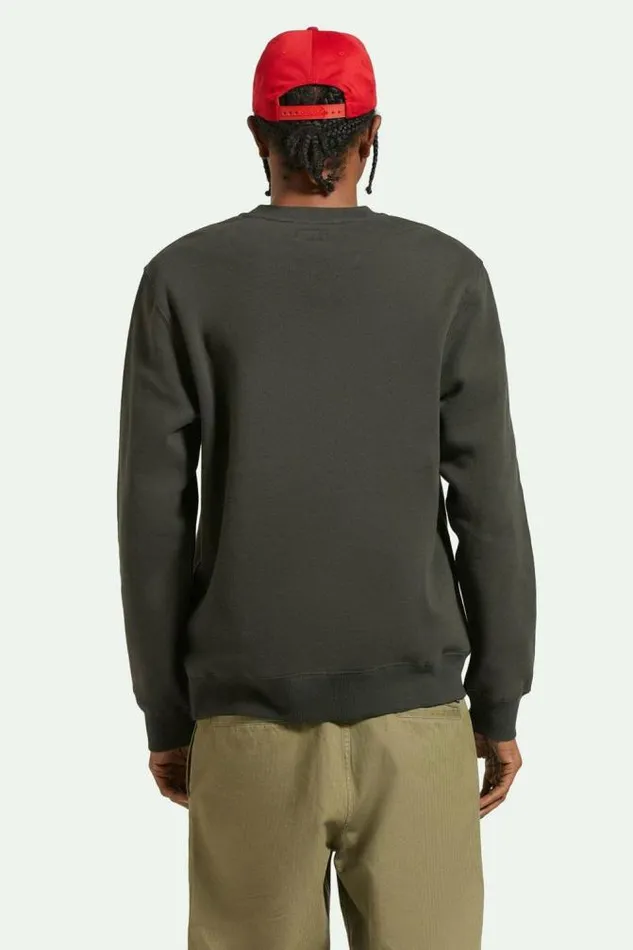 Men Repair Crew Washed Black Brixton Sweatshirts and Hoodies