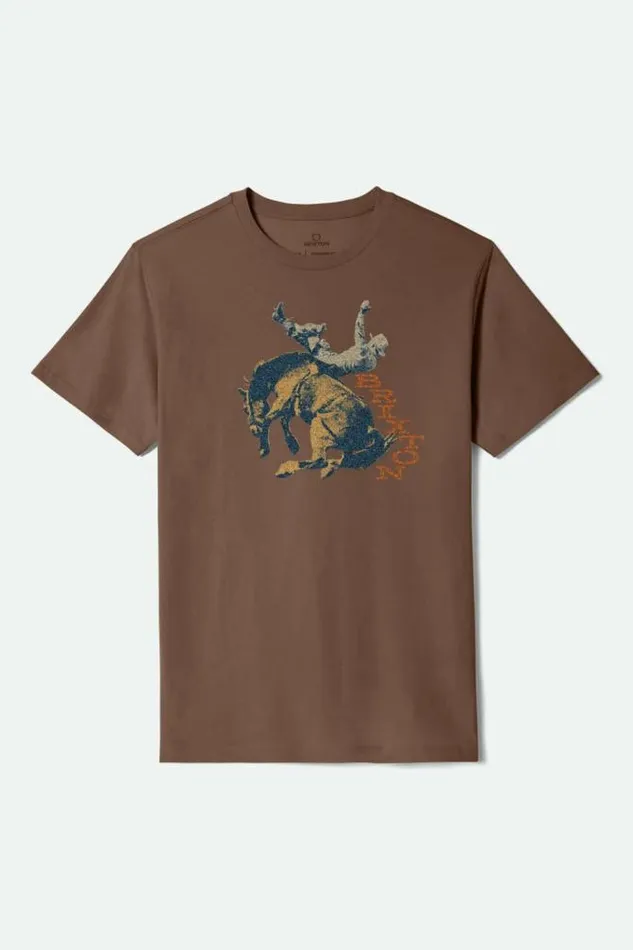 Men Rowdy SS Tailored TShirt Pinecone Brown Brixton TShirts
