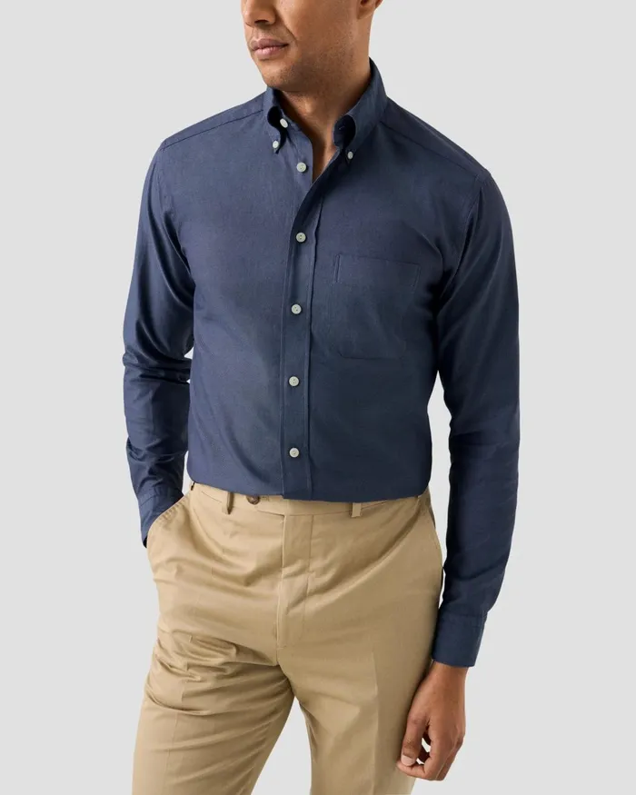 Men Royal Oxford Shirt Blue Eton Casual Shirts