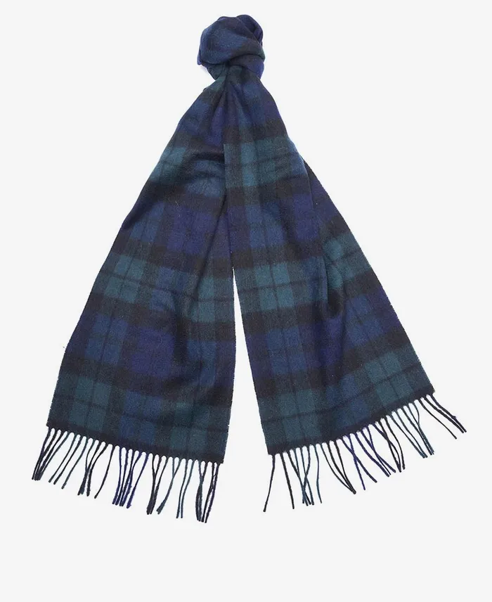 Men Scarves and Handkerchiefs Barbour New Check Tartan Scarf Black Stewart