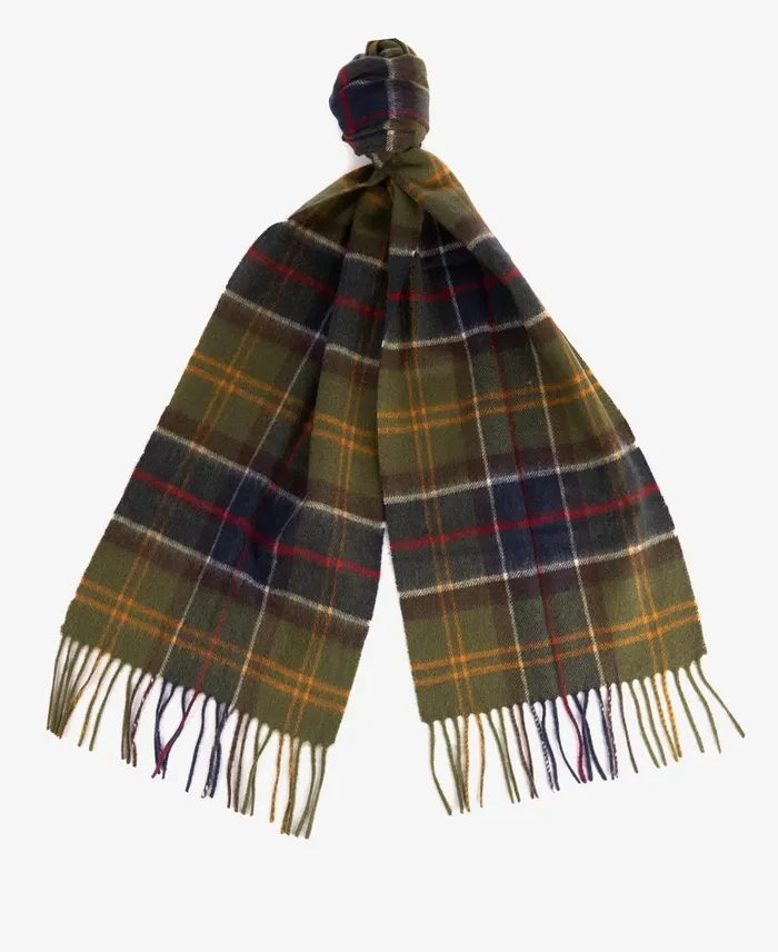 Men Scarves and Handkerchiefs Barbour Wool Cashmere Tartan Scarf Classic Black Slate Tartan