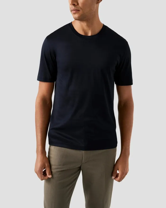 Men Solid Filo Di Scozia Tshirt Blue Eton TShirts