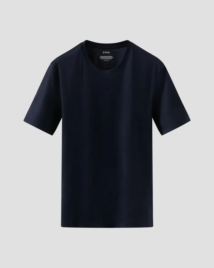 Men Solid Filo Di Scozia Tshirt Blue Eton TShirts