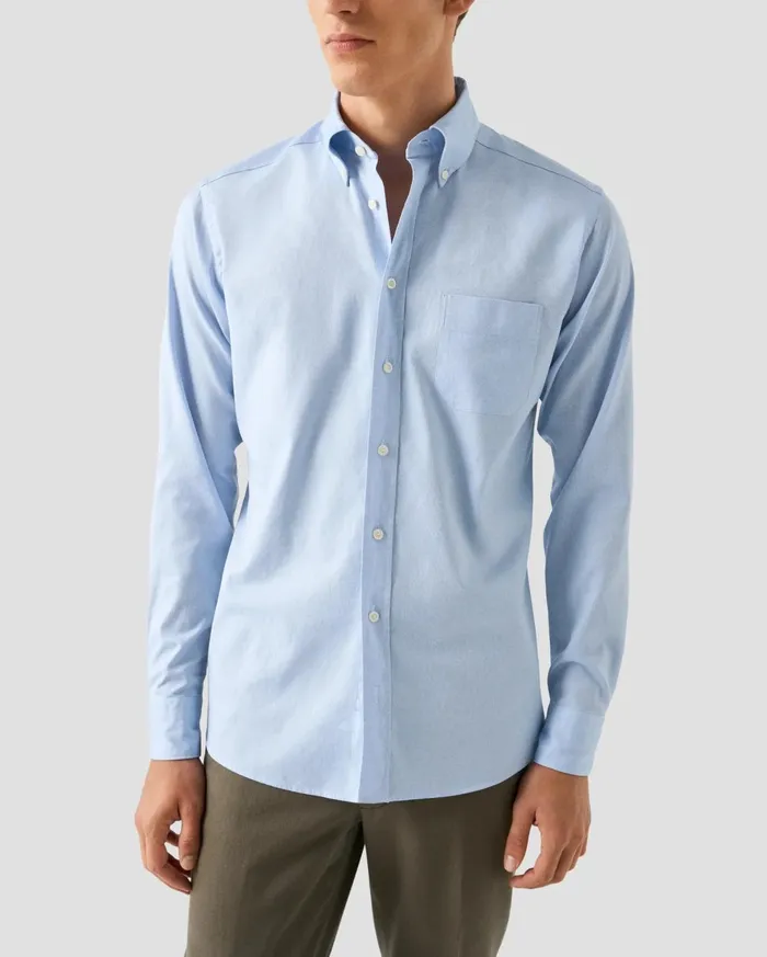 Men Solid Oxford Shirt Blue Eton Casual Shirts
