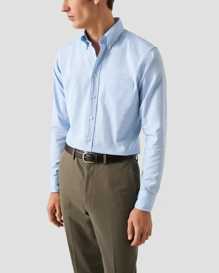 Men Solid Oxford Shirt Blue Eton Casual Shirts Men Solid Oxford Shirt Blue Eton Casual Shirts