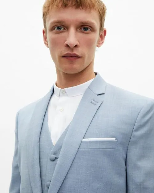 Men Suits The Kooples Light Blue Wool Suit Fitted Jacket Blue