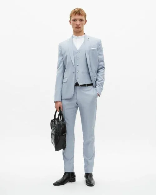 Men Suits The Kooples Light Blue Wool Suit Fitted Jacket Blue