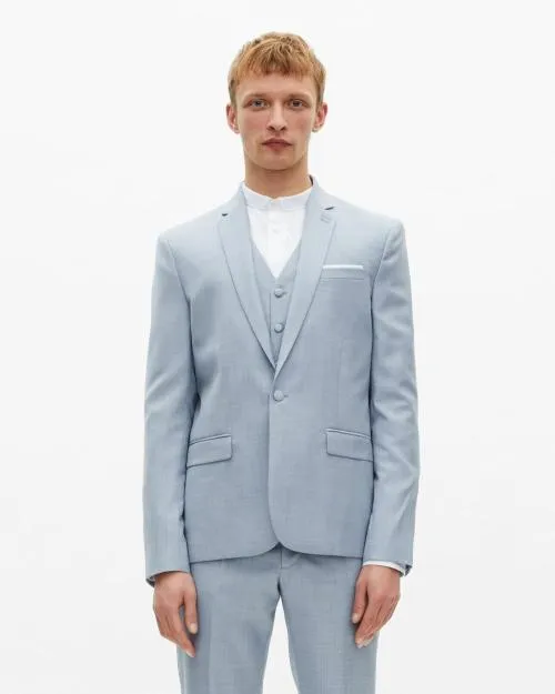 Men Suits The Kooples Light Blue Wool Suit Fitted Jacket Blue