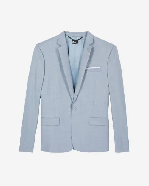 Men Suits The Kooples Light Blue Wool Suit Fitted Jacket Blue