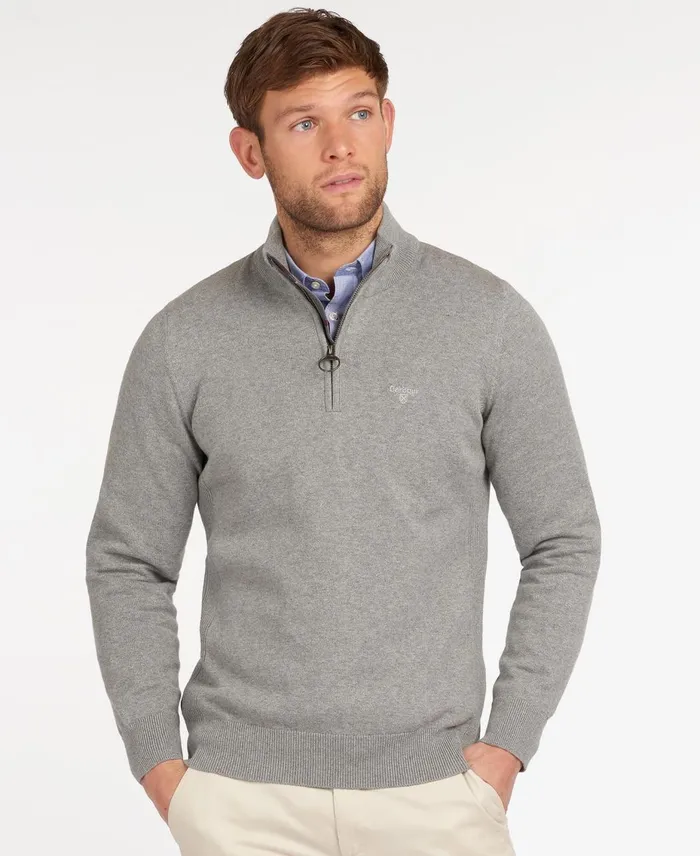 Men Sweaters Barbour Cotton Half Zip Sweater Navy