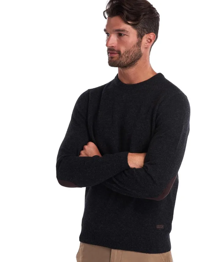 Men Sweaters Barbour Patch Crew Neck Sweater Willow Green