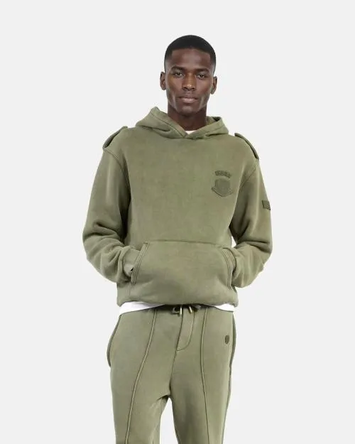 Men Sweatshirts The Kooples Khaki Hooded Sweatshirt With Patches Kaki