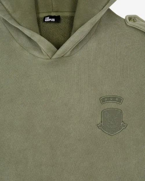 Men Sweatshirts The Kooples Khaki Hooded Sweatshirt With Patches Kaki