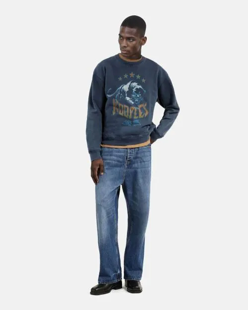 Men Sweatshirts The Kooples Navy Screen Print Sweatshirt Washed Navy