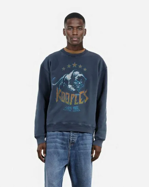 Men Sweatshirts The Kooples Navy Screen Print Sweatshirt Washed Navy