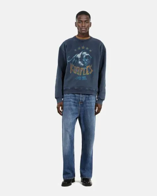 Men Sweatshirts The Kooples Navy Screen Print Sweatshirt Washed Navy