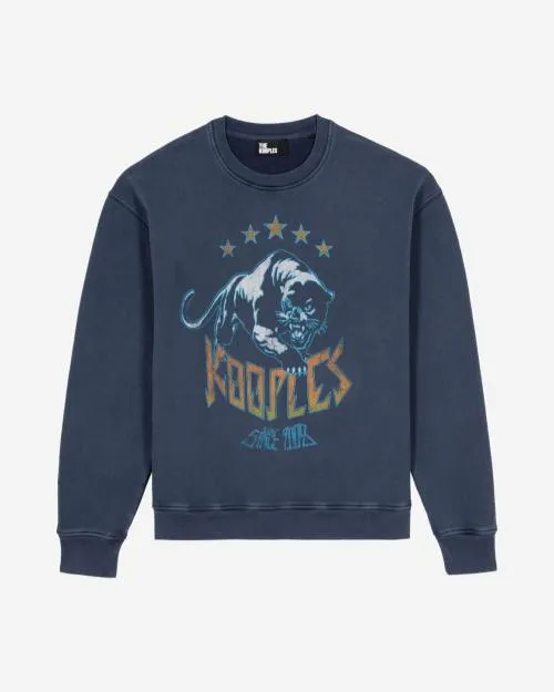 Men Sweatshirts The Kooples Navy Screen Print Sweatshirt Washed Navy