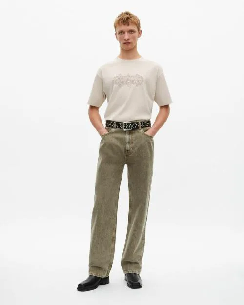 Men Tshirts The Kooples Beige Embroidered TShirt With Logo Beige Grey