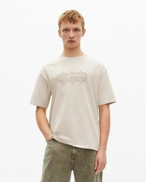Men Tshirts The Kooples Beige Embroidered TShirt With Logo Beige Grey