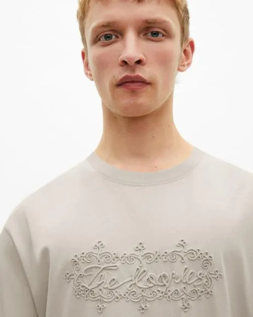 Men Tshirts The Kooples Beige Embroidered TShirt With Logo Beige Grey