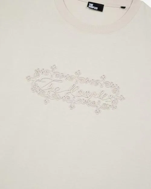 Men Tshirts The Kooples Beige Embroidered TShirt With Logo Beige Grey