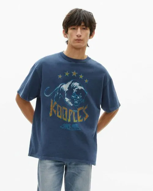 Men Tshirts The Kooples Navy Screen Print TShirt Washed Navy