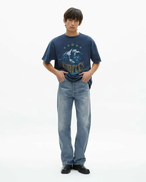 Men Tshirts The Kooples Navy Screen Print TShirt Washed Navy