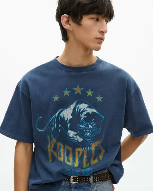 Men Tshirts The Kooples Navy Screen Print TShirt Washed Navy