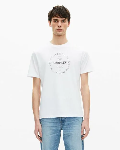 Men Tshirts The Kooples White Screen Printed TShirt White