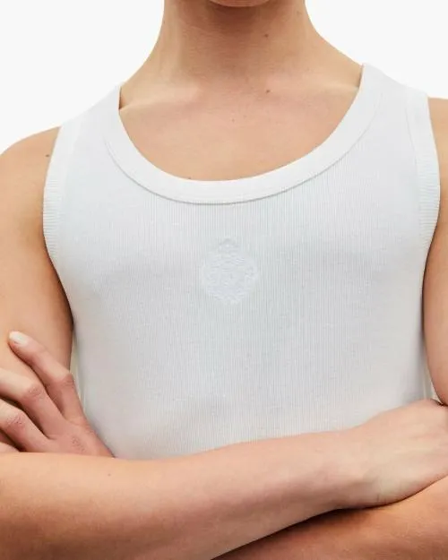 Men Tshirts The Kooples White Tank Top With Crest Embroidery White