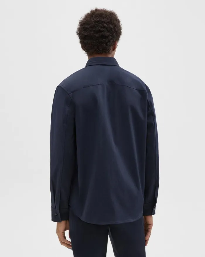 Men Theory Outerwear Garvin Shirt Jacket In Organic Cotton Baltic