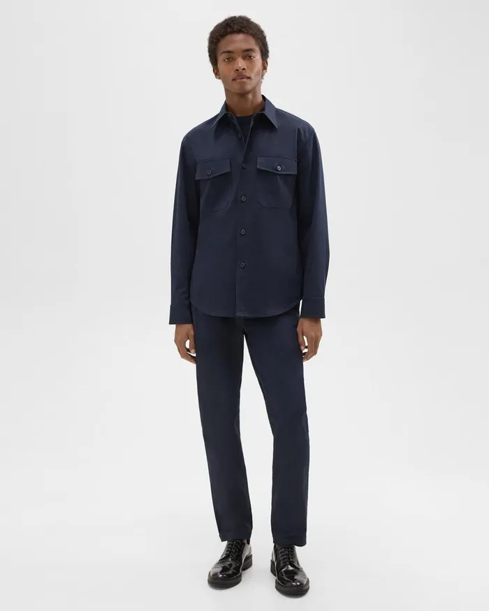 Men Theory Outerwear Garvin Shirt Jacket In Organic Cotton Baltic