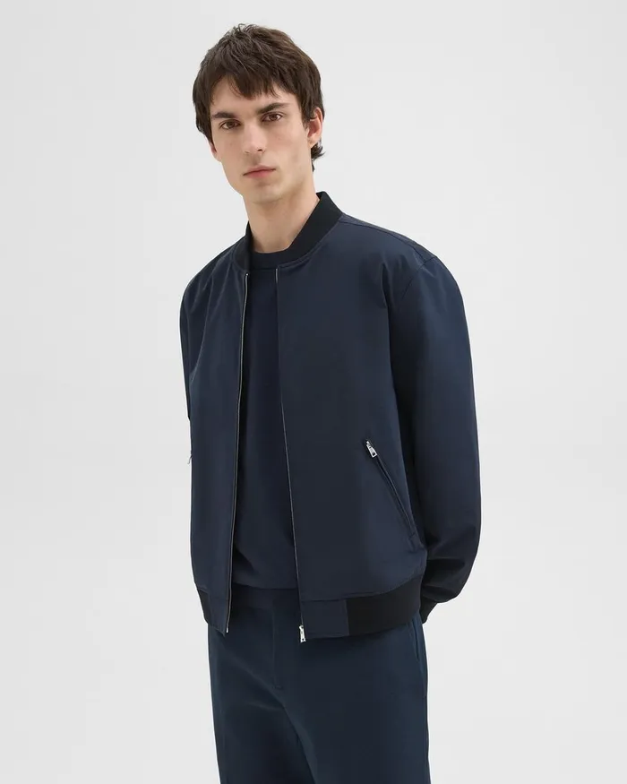 Men Theory Outerwear Tailored Bomber Jacket In Foundation Twill Baltic