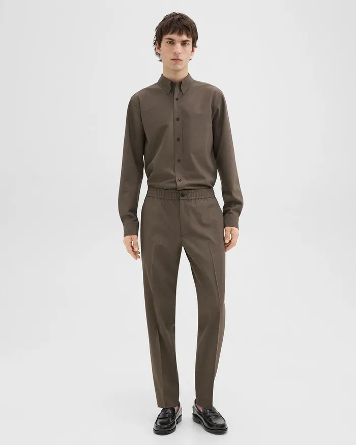 Men Theory Shirts Hugh Shirt In Virgin Wool Fossil Melange