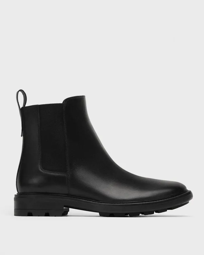 Men Theory Shoes Chelsea Boot In Leather Black